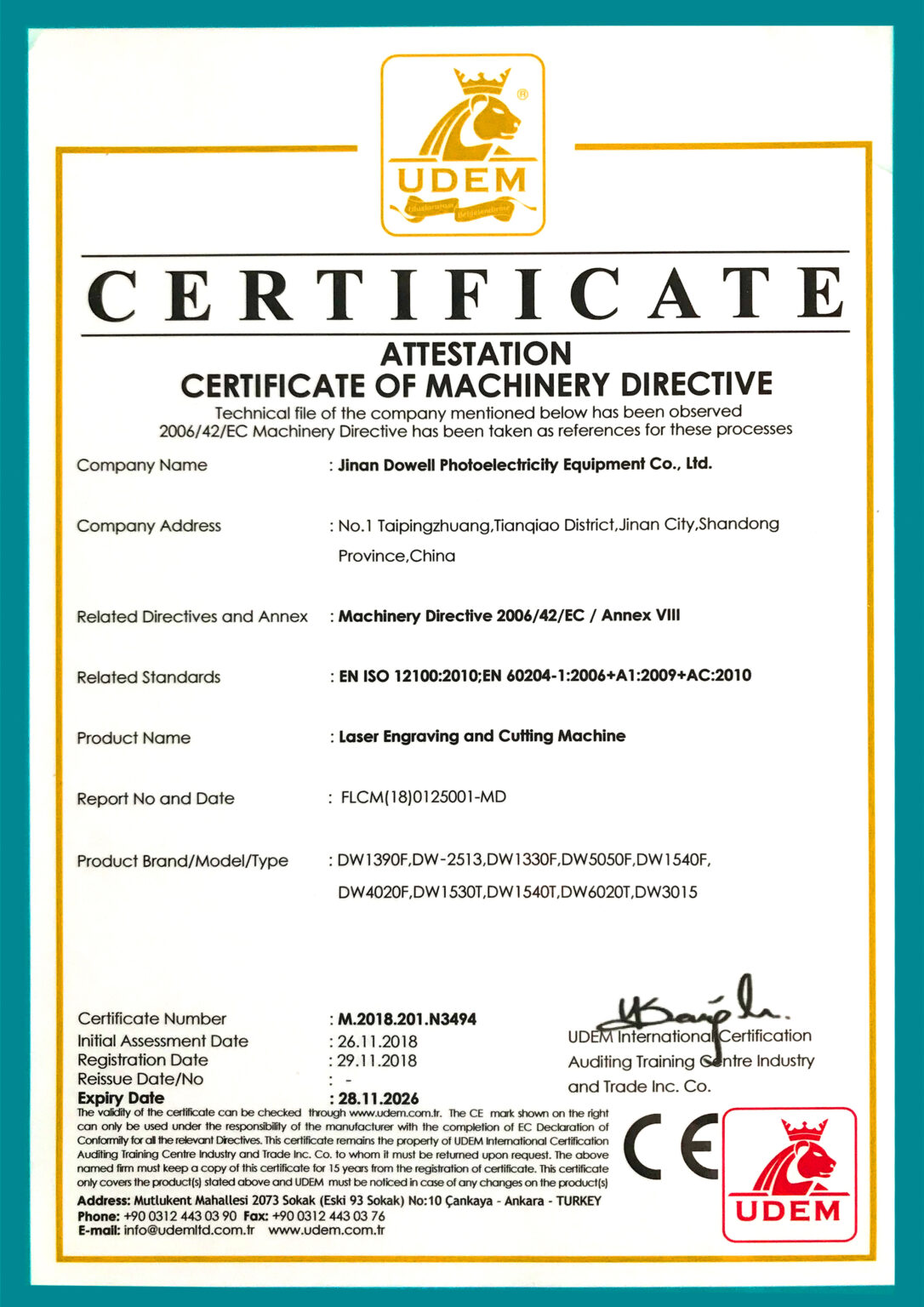 ce dowell laser cutting