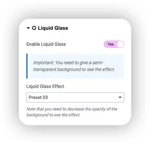 elementor liquid glass controls.webp